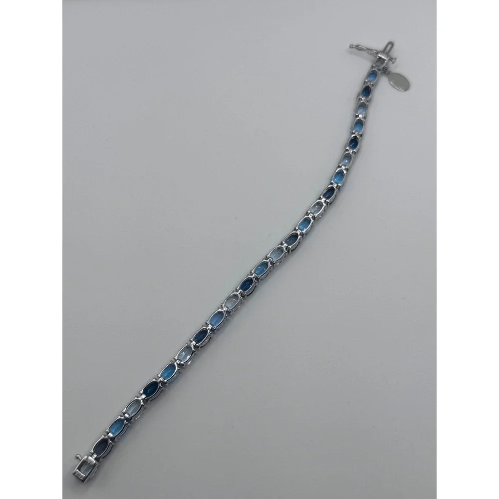 EMA Signed Sterling Silver Shades of Blue Tennis Bracelet